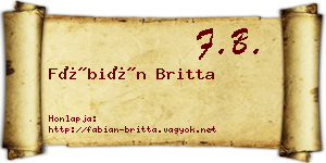 Fábián Britta névjegykártya